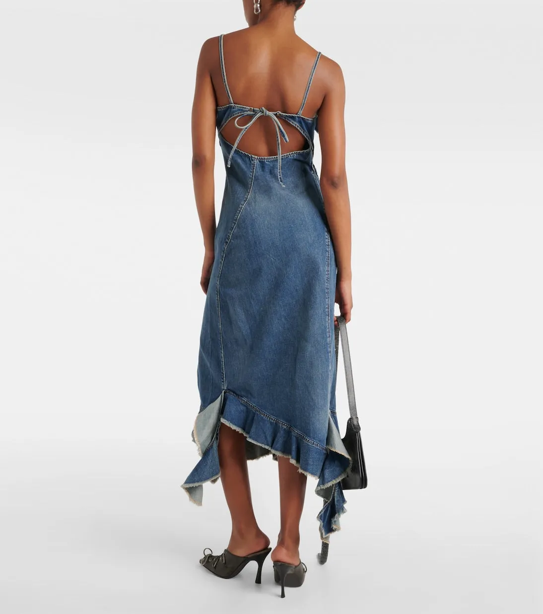Acne Studios delouise ruffled denim midi dress, blue