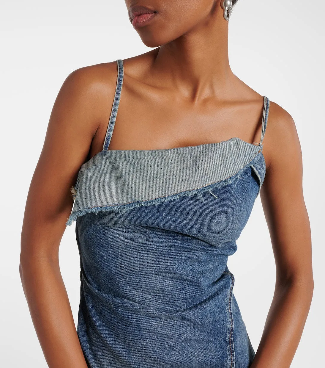 Acne Studios delouise ruffled denim midi dress, blue