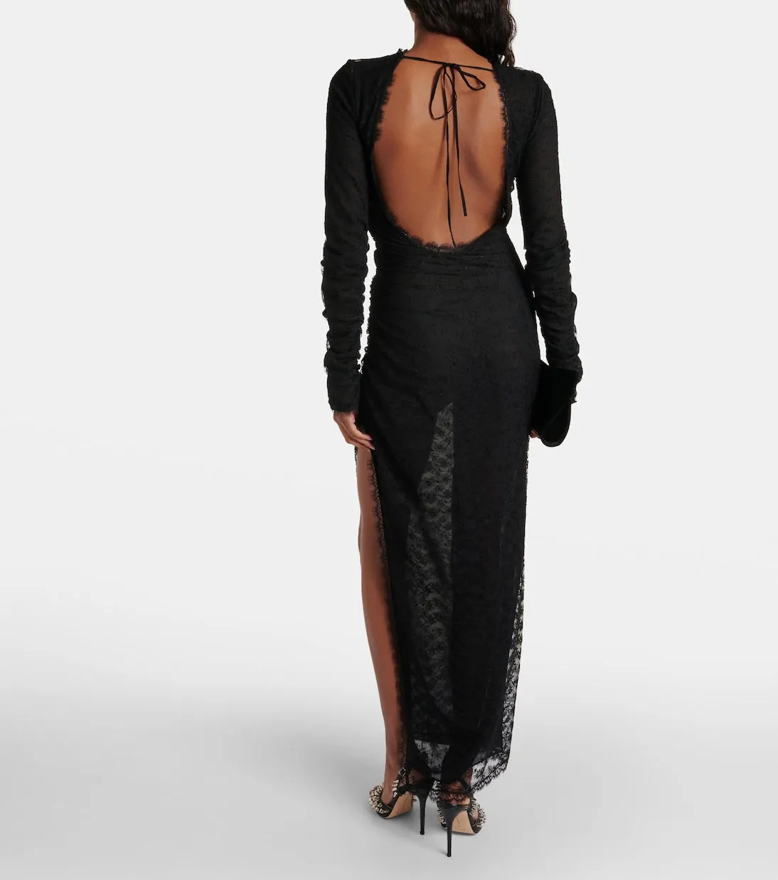 Alessandra Rich lace maxi dress, black