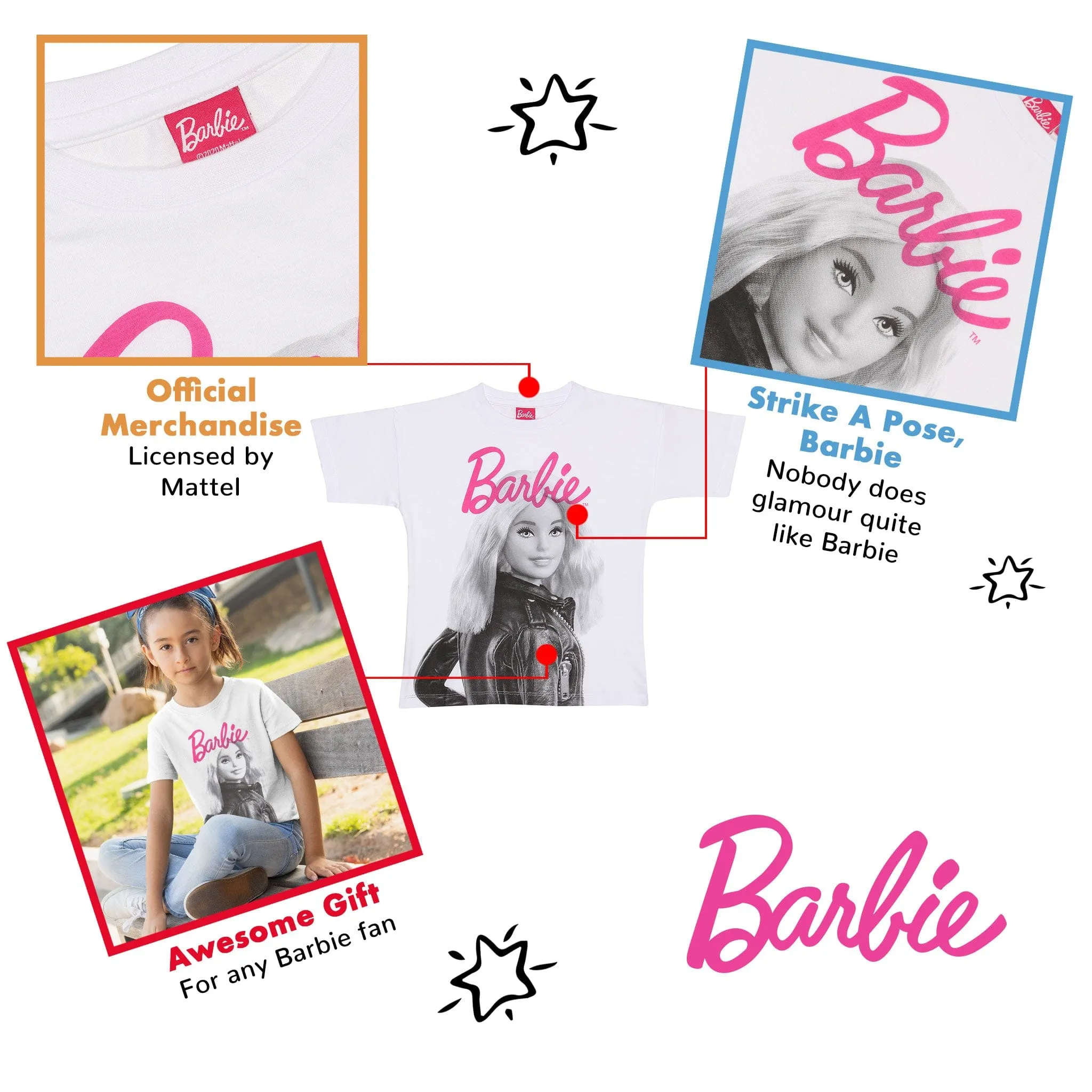 Barbie Leather Jacket Pose Girls T-Shirt