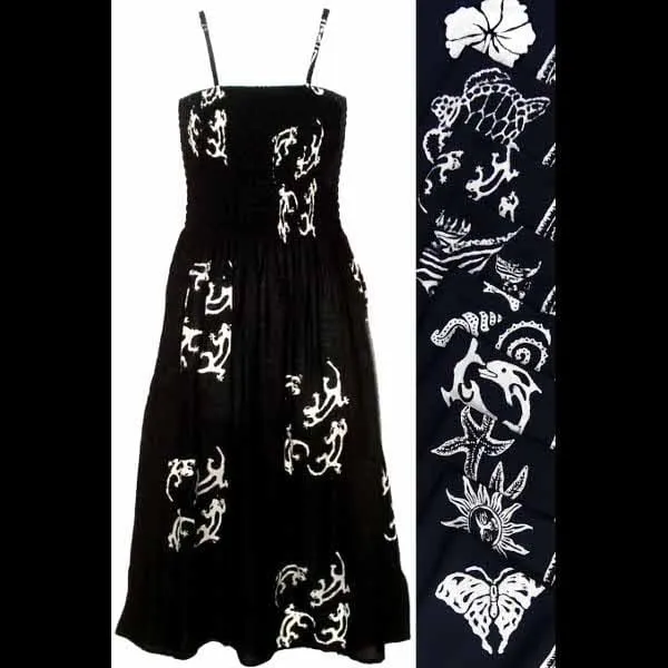 Black and White Batik Sarong Dress