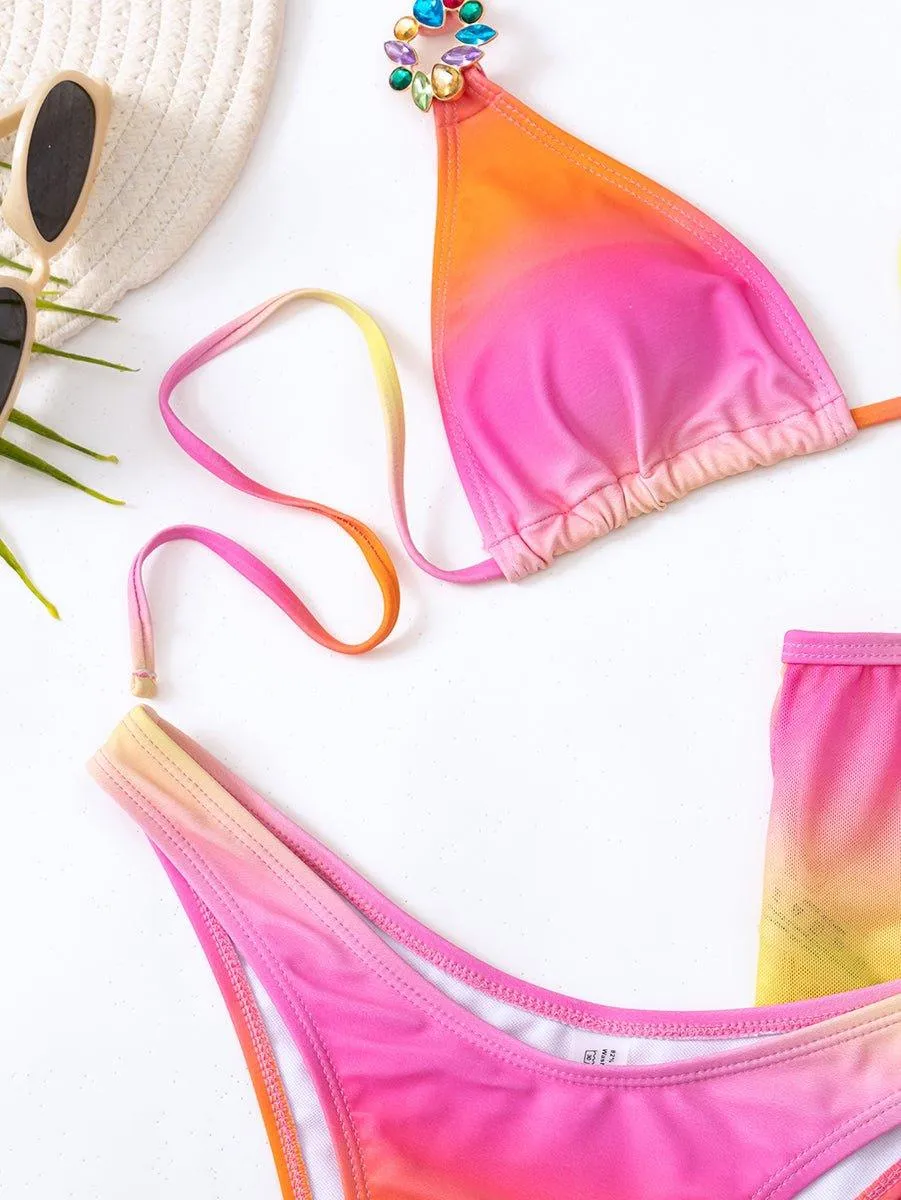 Chic Tie-Dye Bikini Set with Cover-Up - Women's Beach Swimwear Ensemble