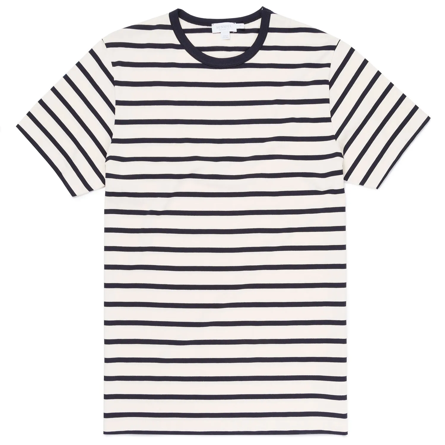 Ecru/Navy Breton Stripe Classic Crew Neck T-shirt