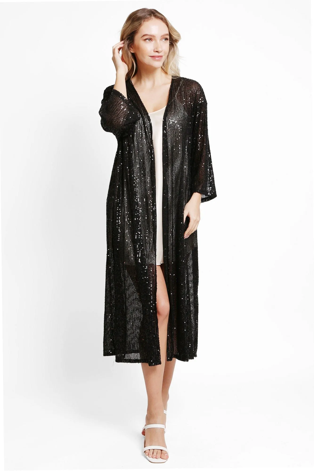 JP3521 Hannah Sequin Long Kimono