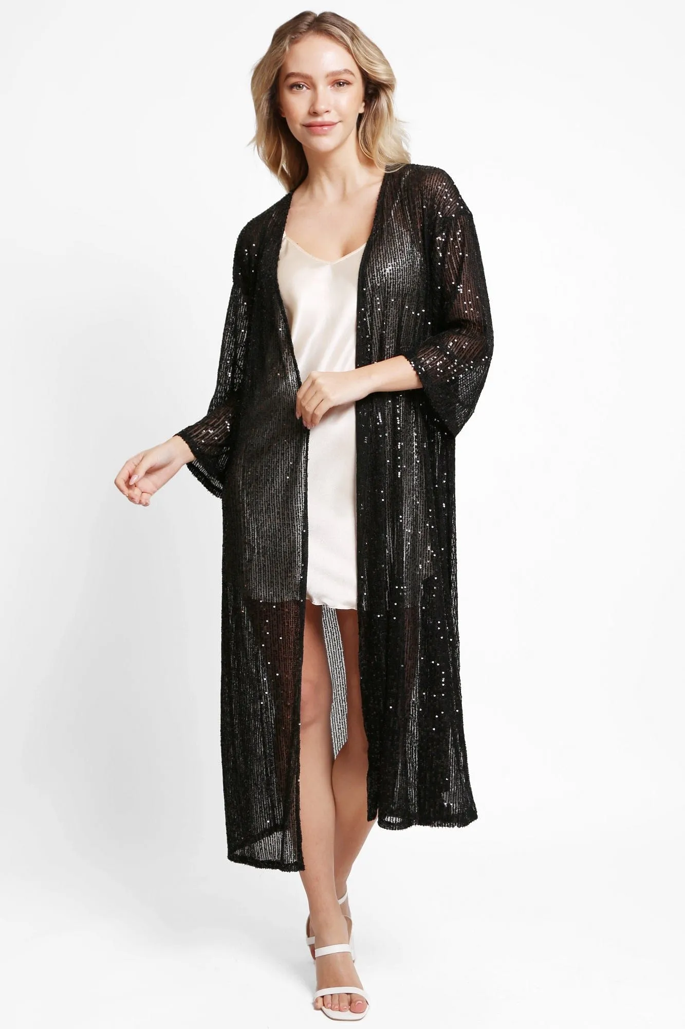 JP3521 Hannah Sequin Long Kimono