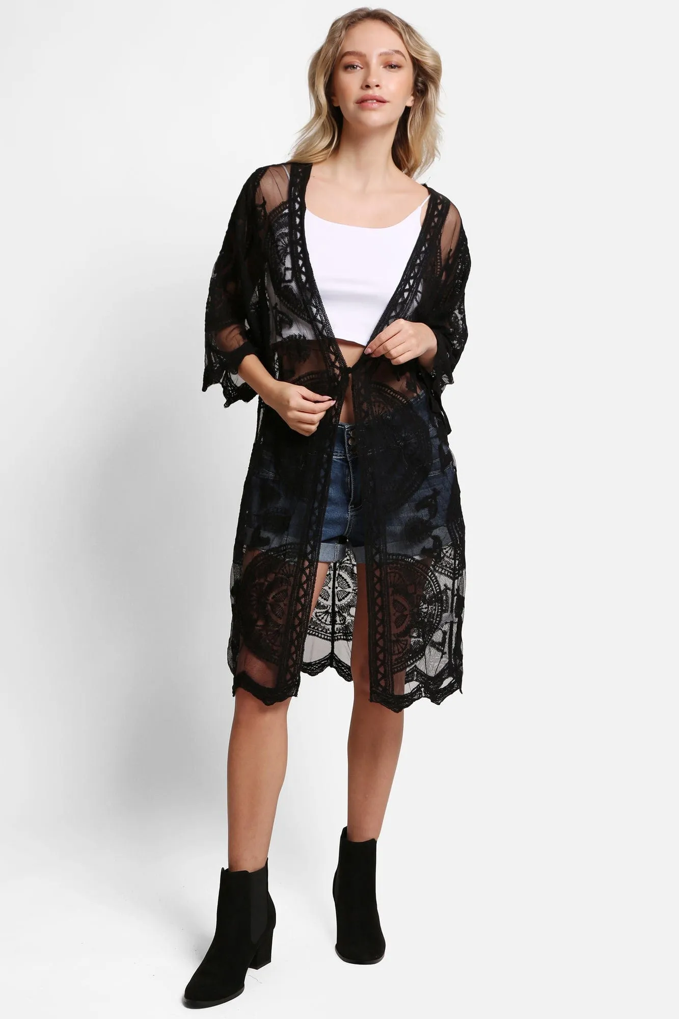 JP5208 Iris Tie Knot Lace Cover Up