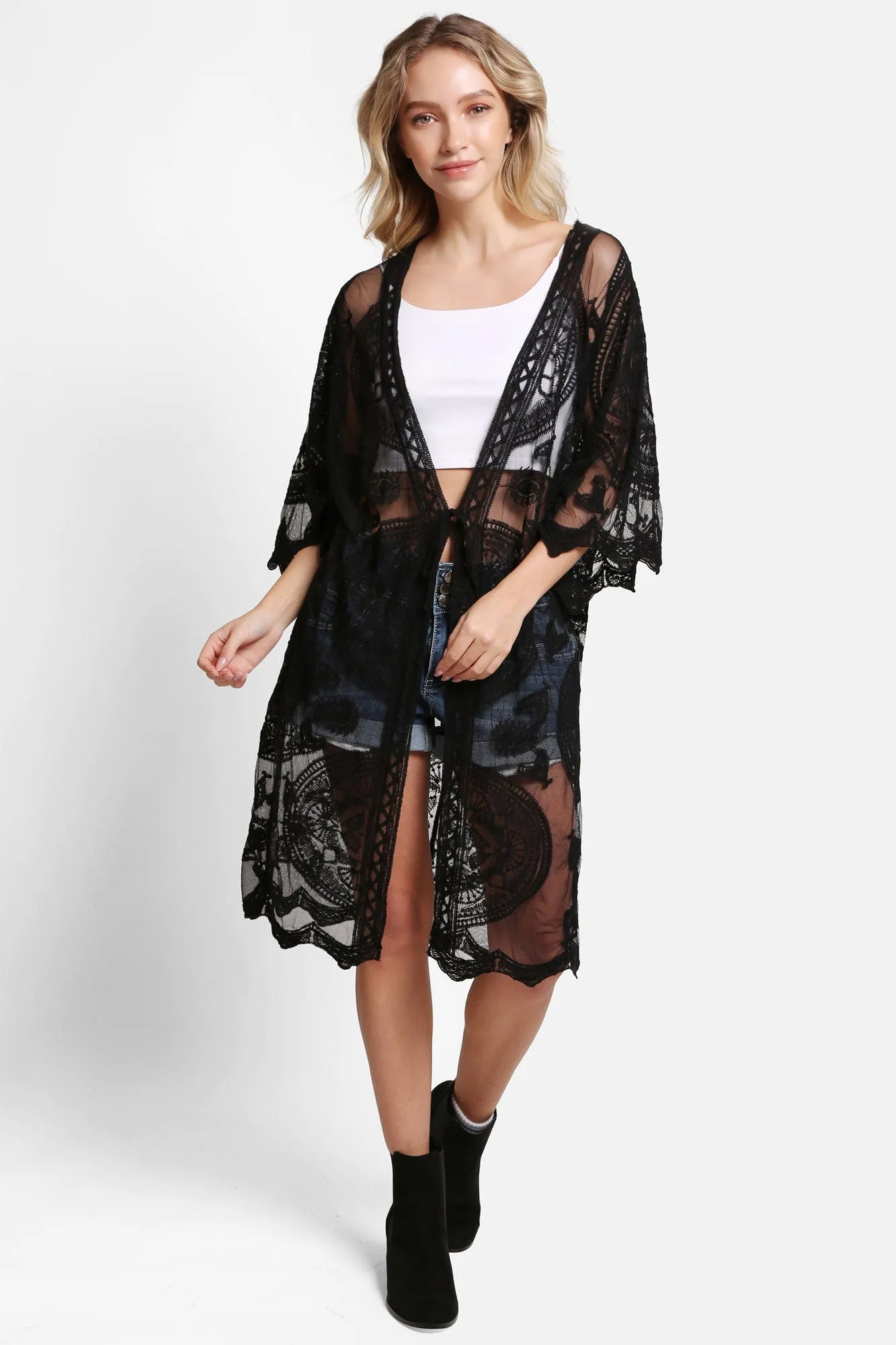 JP5208 Iris Tie Knot Lace Cover Up
