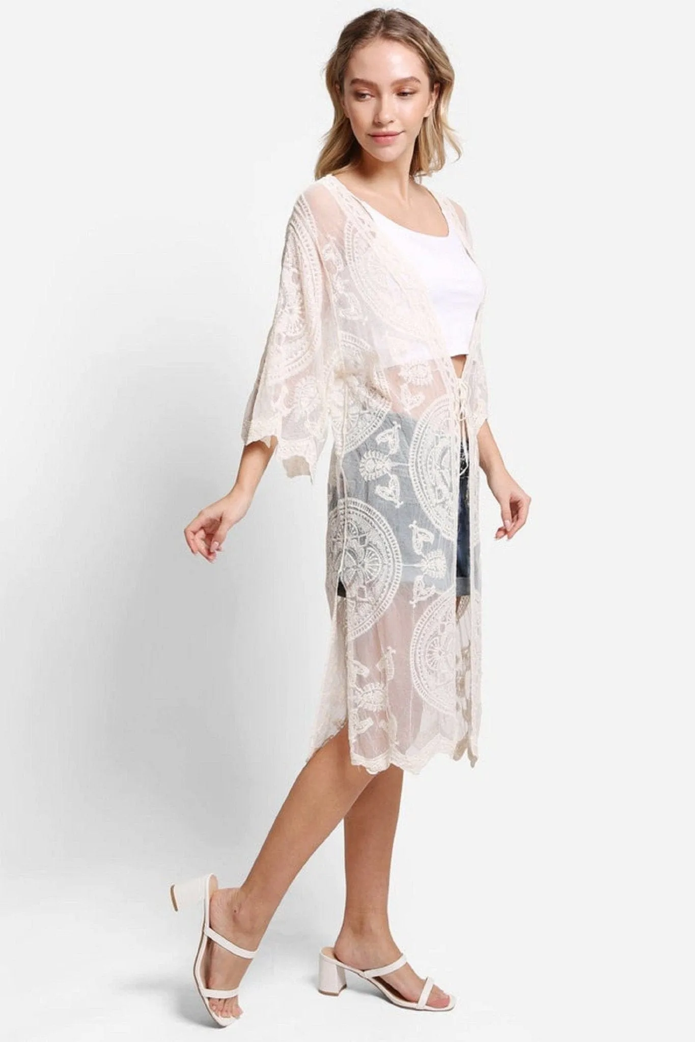 JP5208 Iris Tie Knot Lace Cover Up