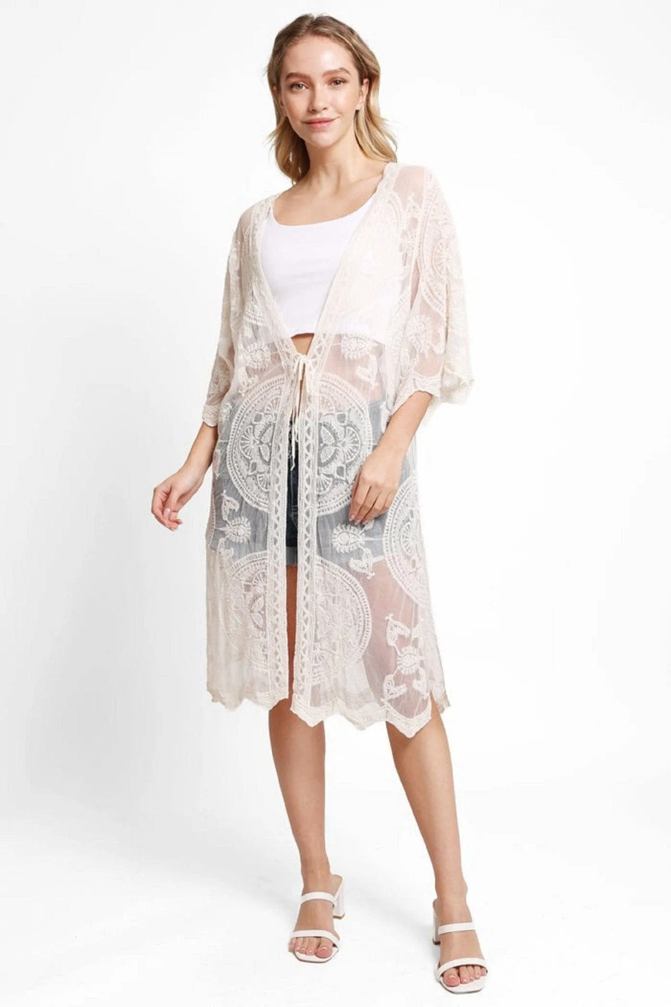 JP5208 Iris Tie Knot Lace Cover Up