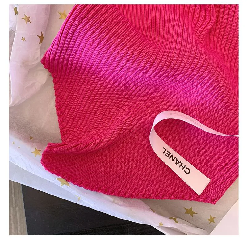 Knitted Retro Worn Outside French Style Irregular Tank Top