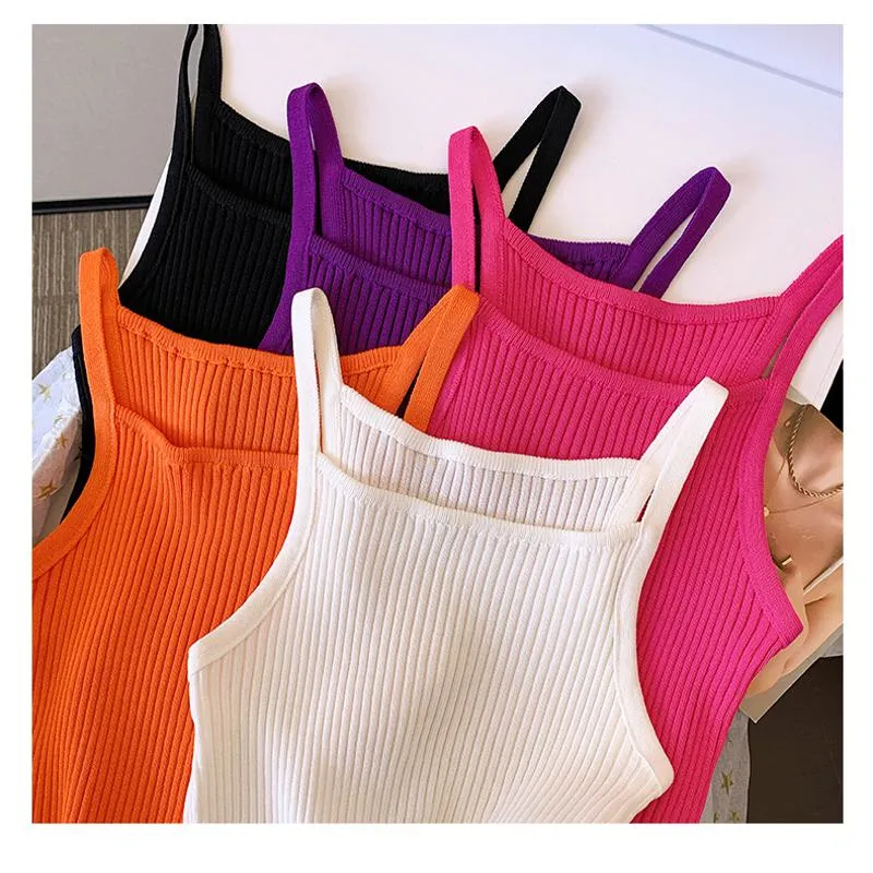 Knitted Retro Worn Outside French Style Irregular Tank Top