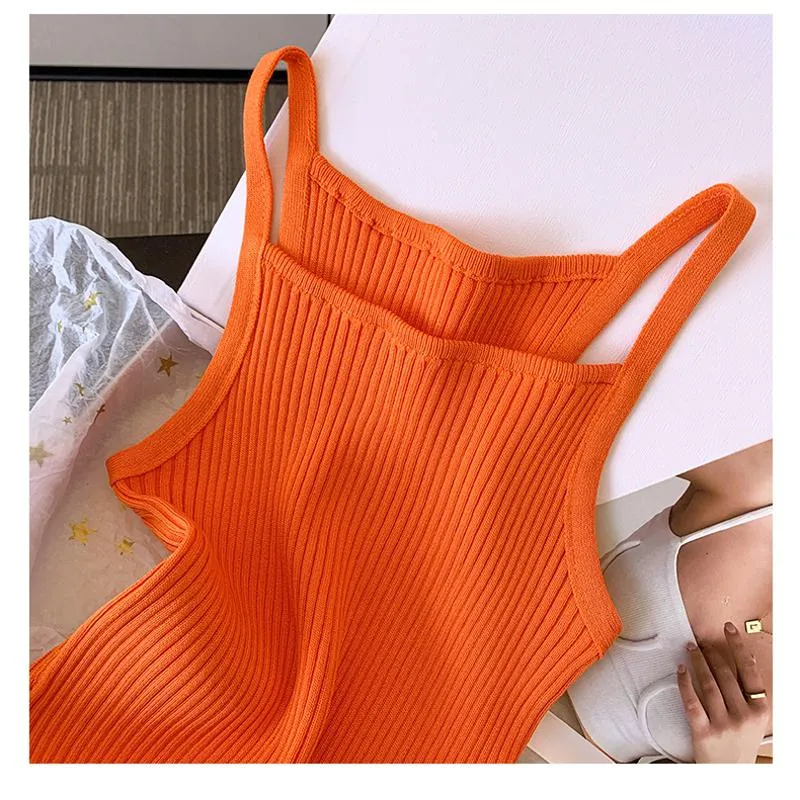 Knitted Retro Worn Outside French Style Irregular Tank Top