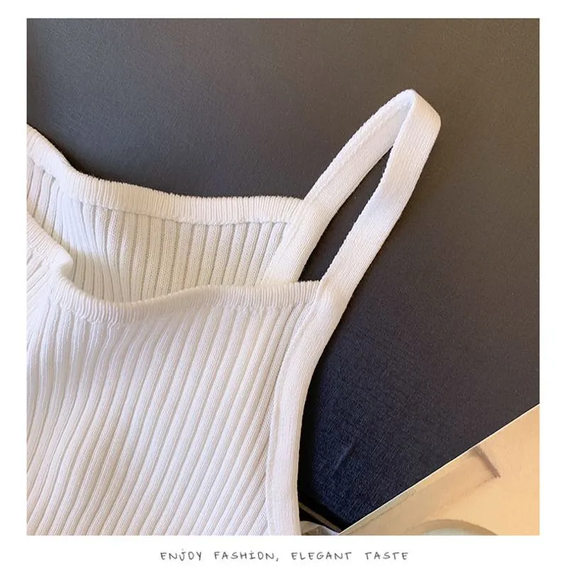 Knitted Retro Worn Outside French Style Irregular Tank Top