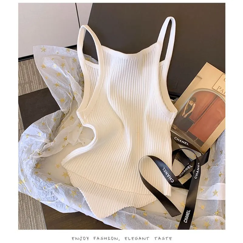 Knitted Retro Worn Outside French Style Irregular Tank Top