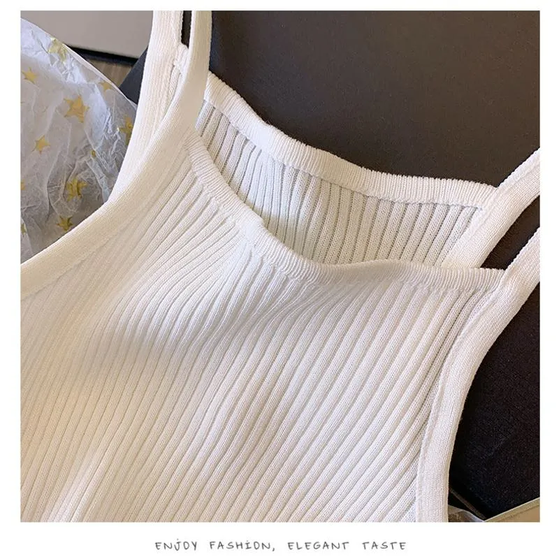 Knitted Retro Worn Outside French Style Irregular Tank Top