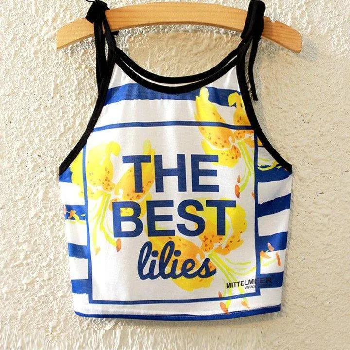 Laced Strap Printed Sleeveless Shirt