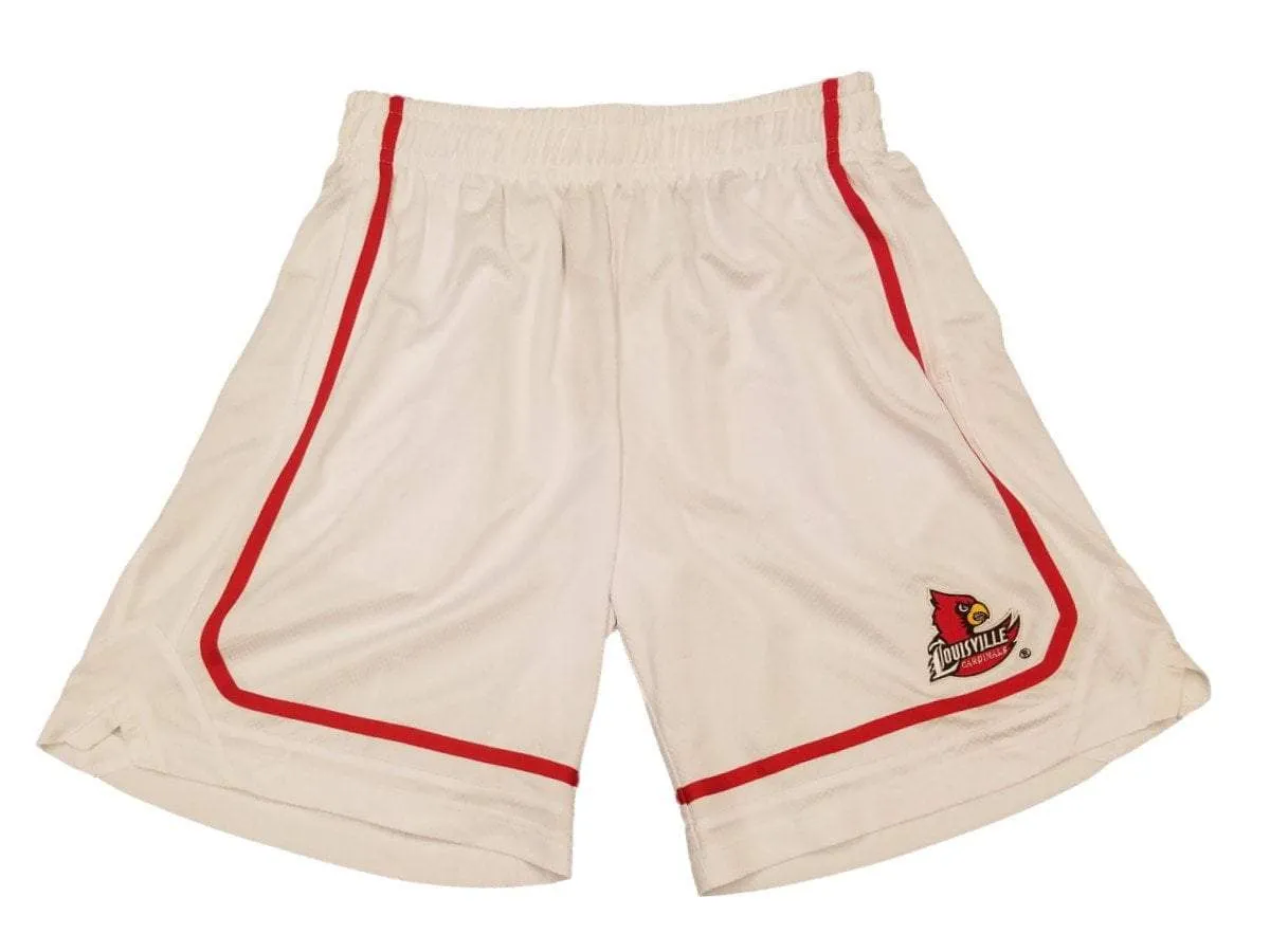 Louisville Cardinals Colosseum White & Red Athletic Drawstring Mesh Shorts (L)
