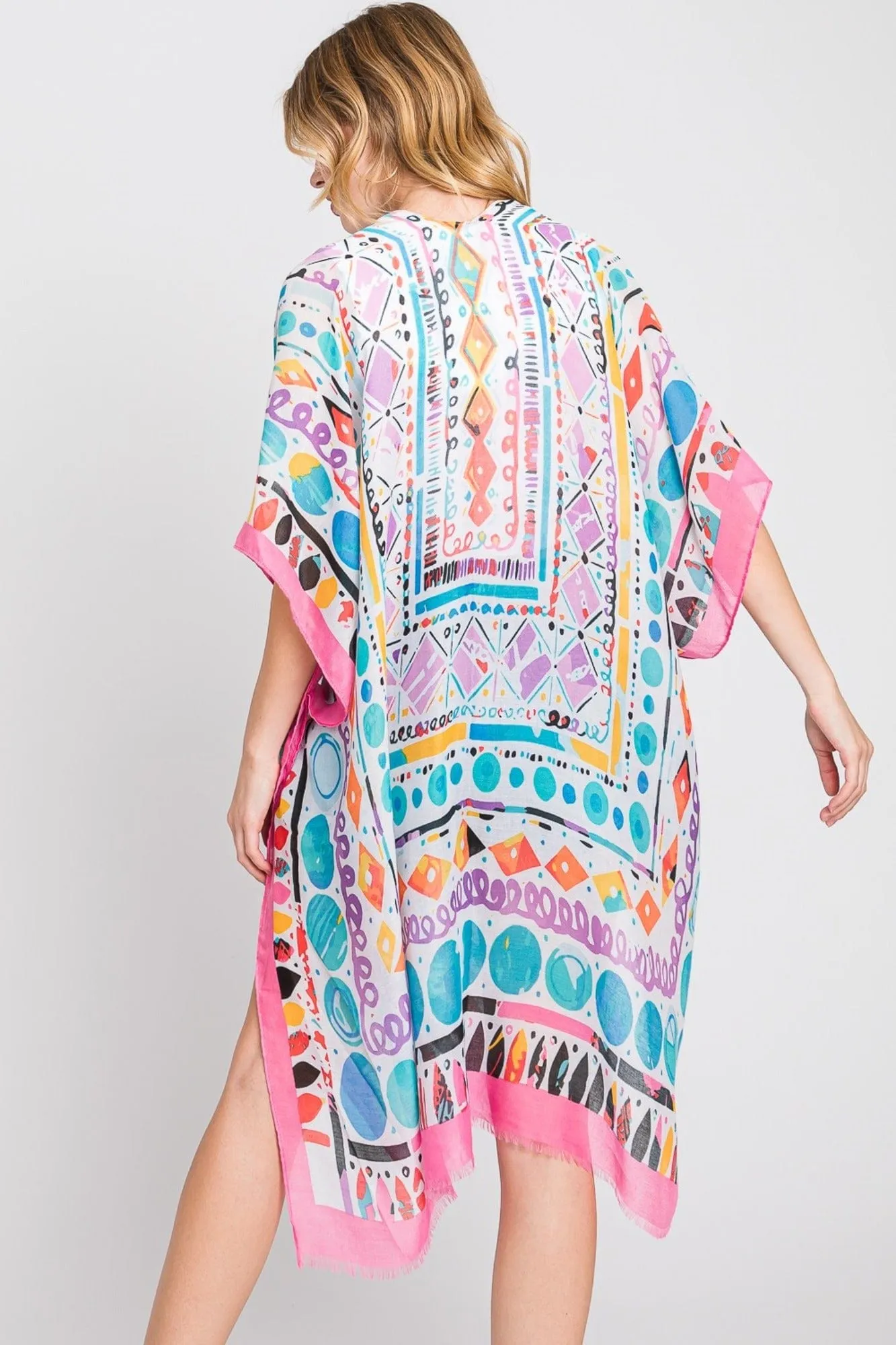 MS0350 Boho Geometric Print Kimono
