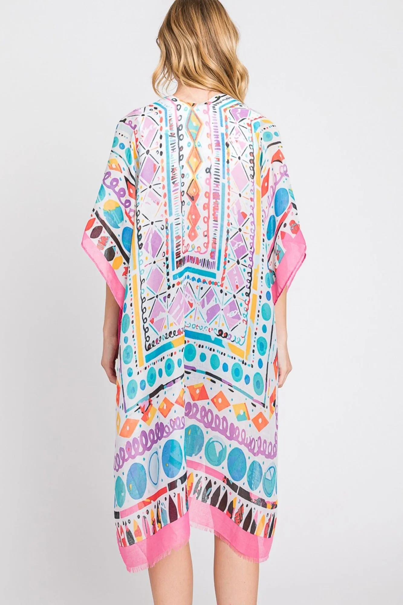 MS0350 Boho Geometric Print Kimono
