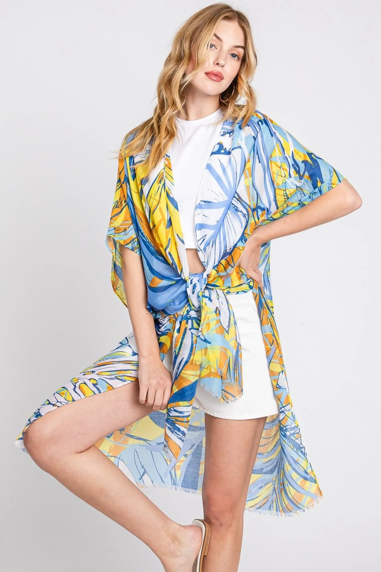 MS0351 Kinsley Tropical Leaves Kimono