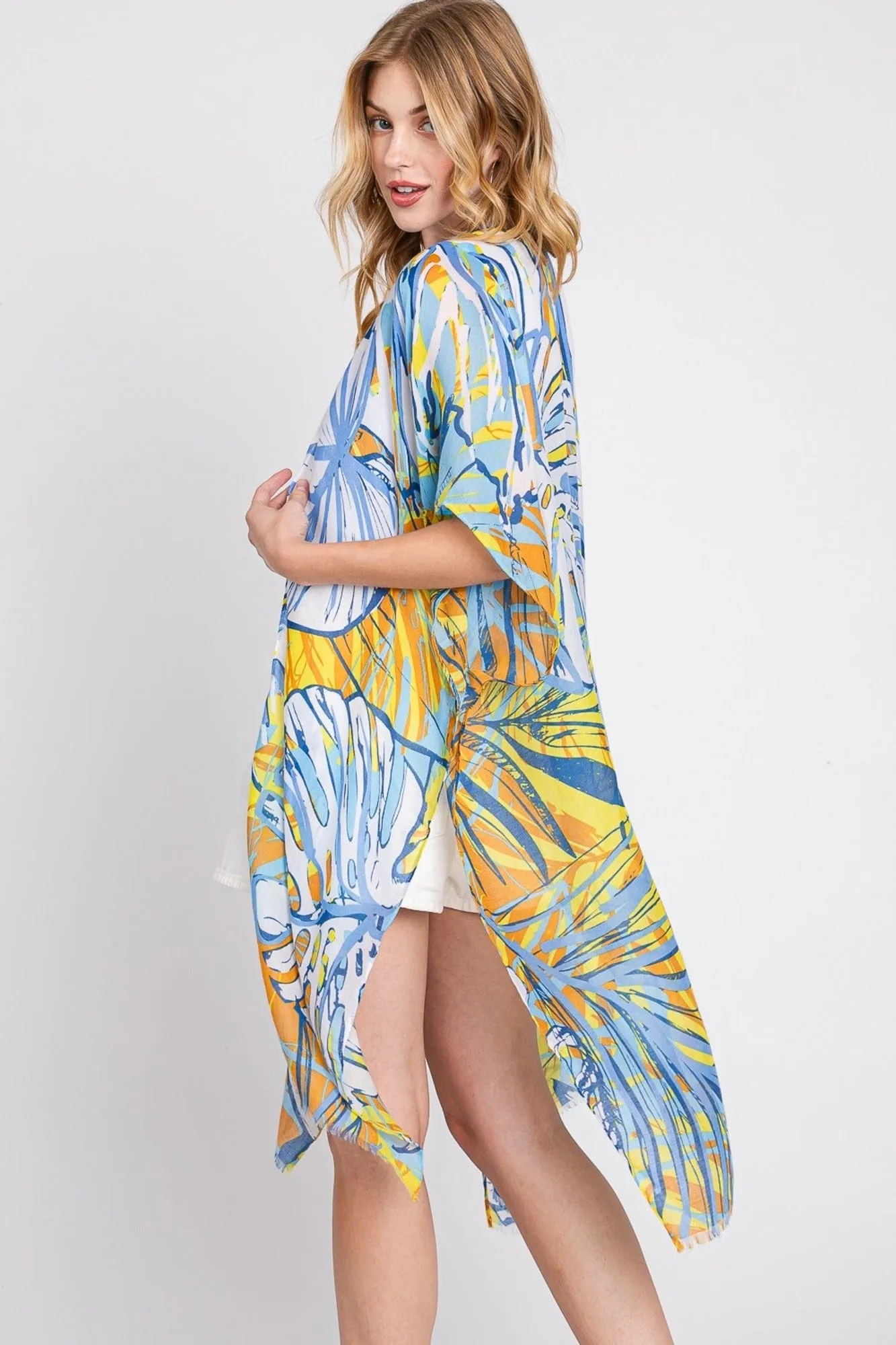 MS0351 Kinsley Tropical Leaves Kimono