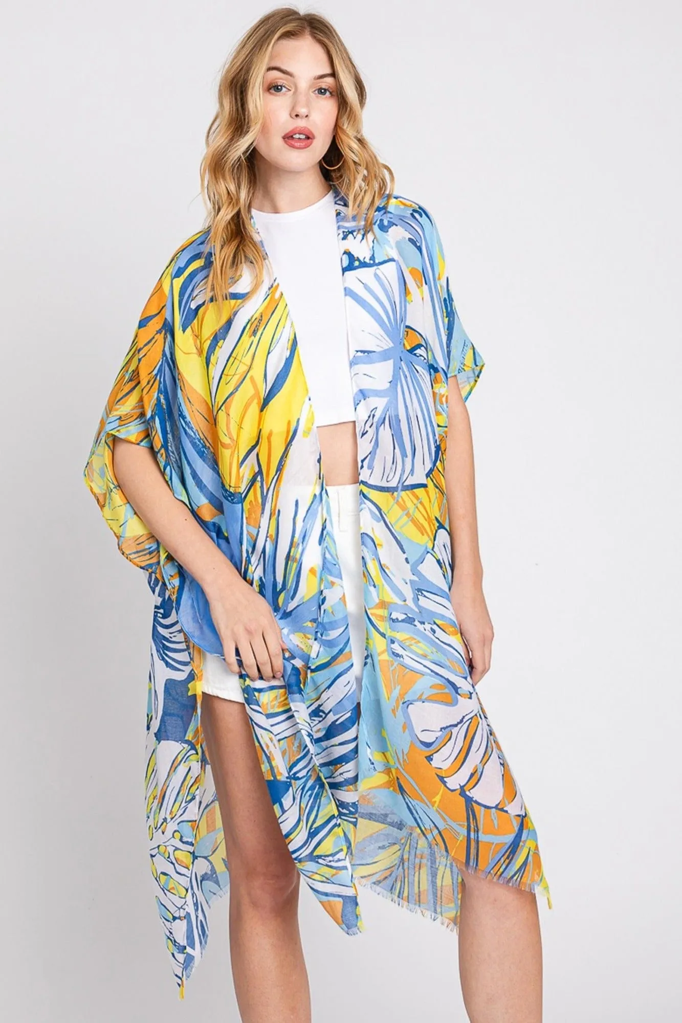 MS0351 Kinsley Tropical Leaves Kimono