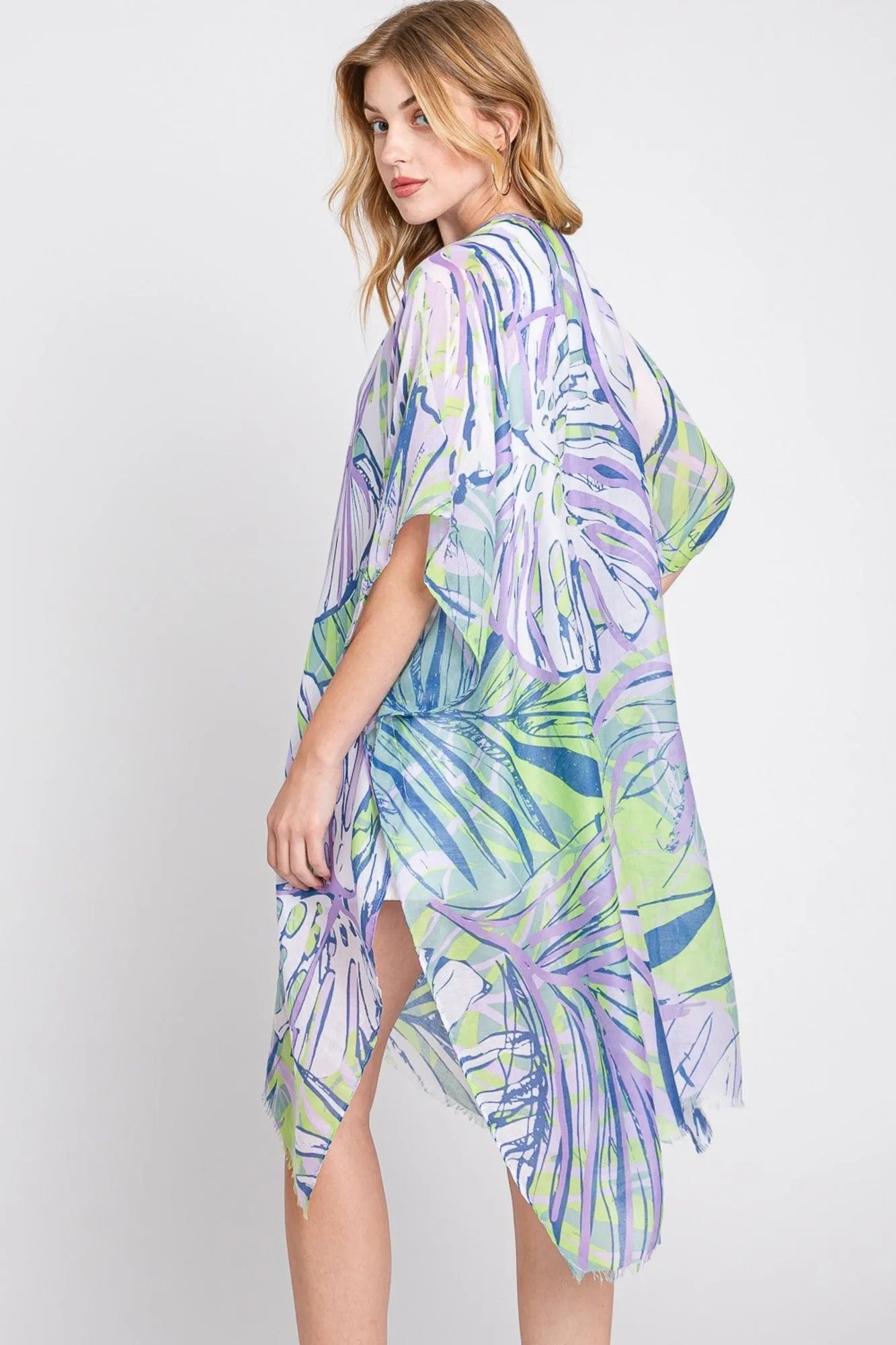 MS0351 Kinsley Tropical Leaves Kimono