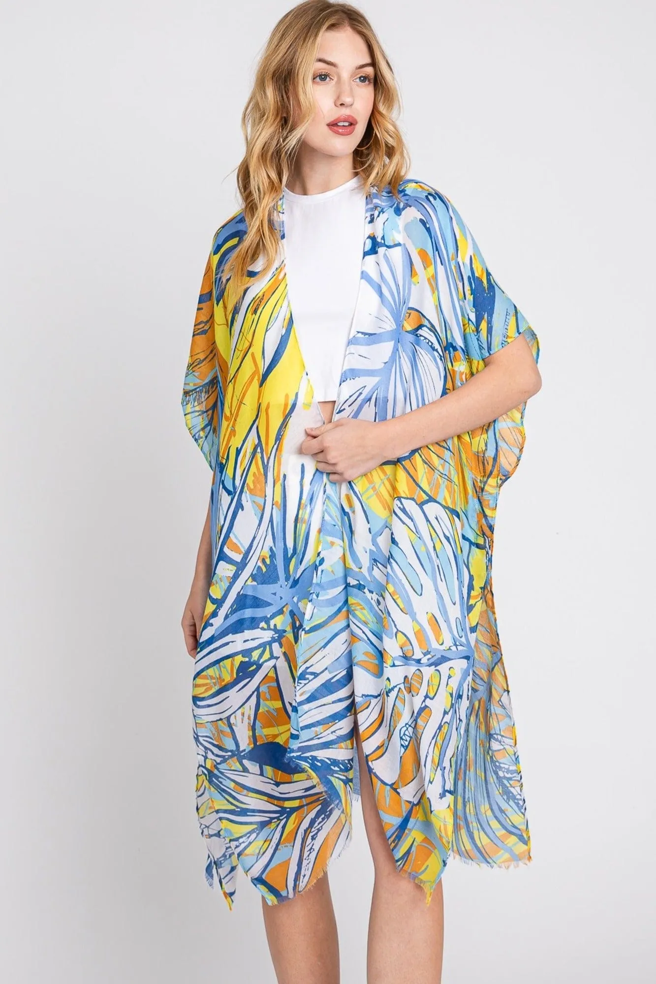 MS0351 Kinsley Tropical Leaves Kimono