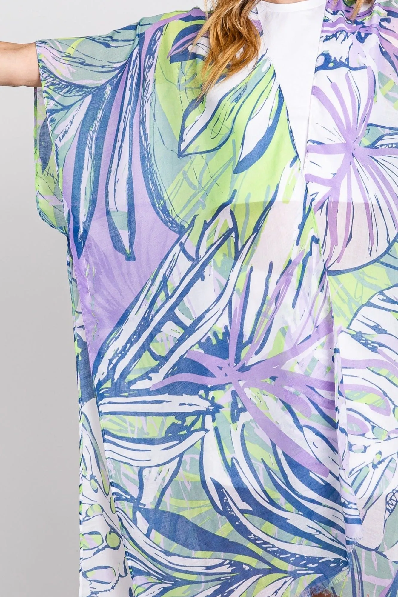 MS0351 Kinsley Tropical Leaves Kimono