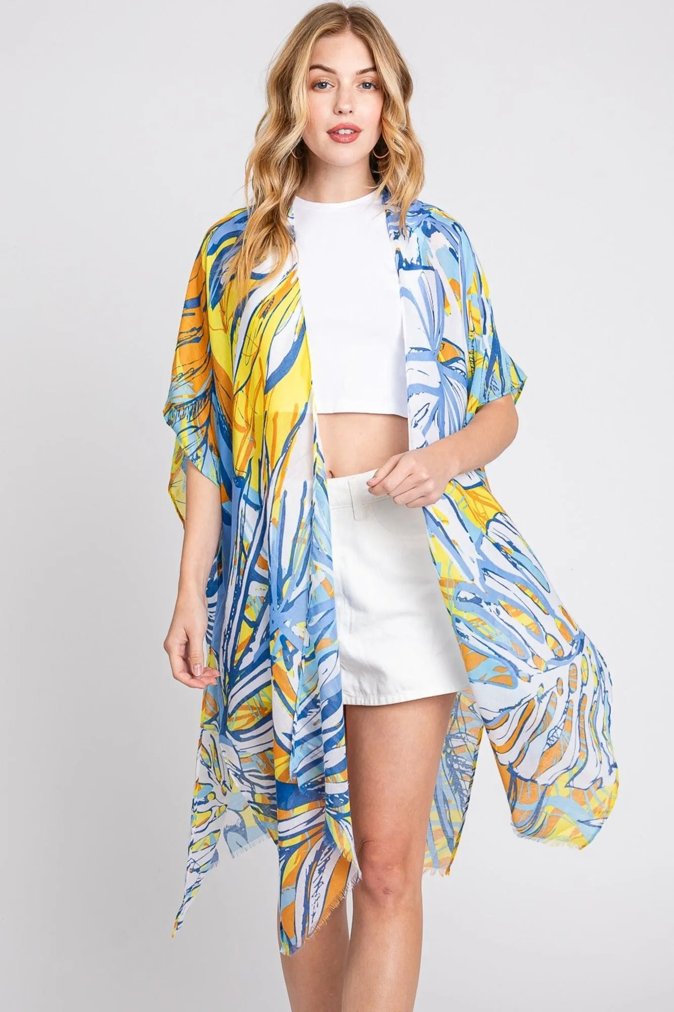 MS0351 Kinsley Tropical Leaves Kimono