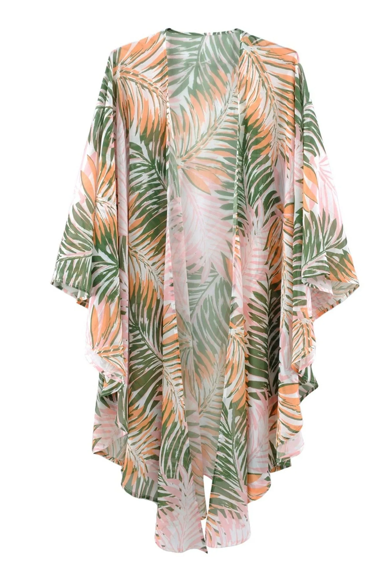 MS0368 Lyla Tropical Leaves Print Kimono