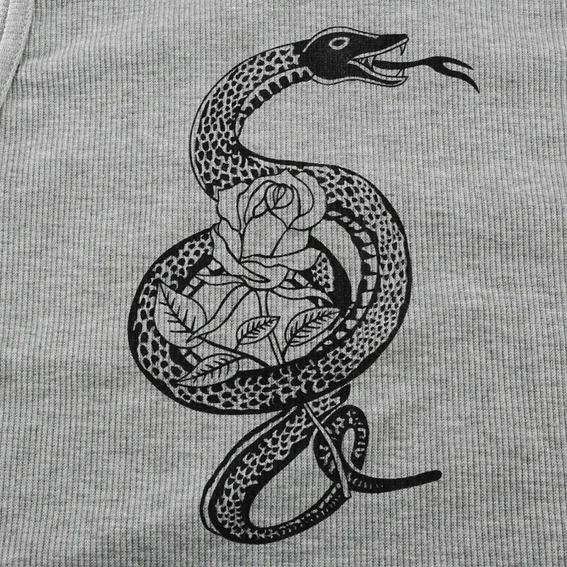 Snake Pattern Sexy Bralette Crop Top Skinny Slim Party Tank Tops Sleeveless
